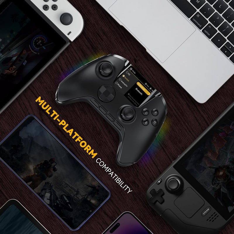 ManbaOne Interactive Screen Wireless Gaming Controller for PC/Switch/Switch 2/iOS/Android,Hall Effect Stick & Trigger,RGB Lighting,Remappable Buttons,1800mAh with Charging Dock (Black) - Image 5